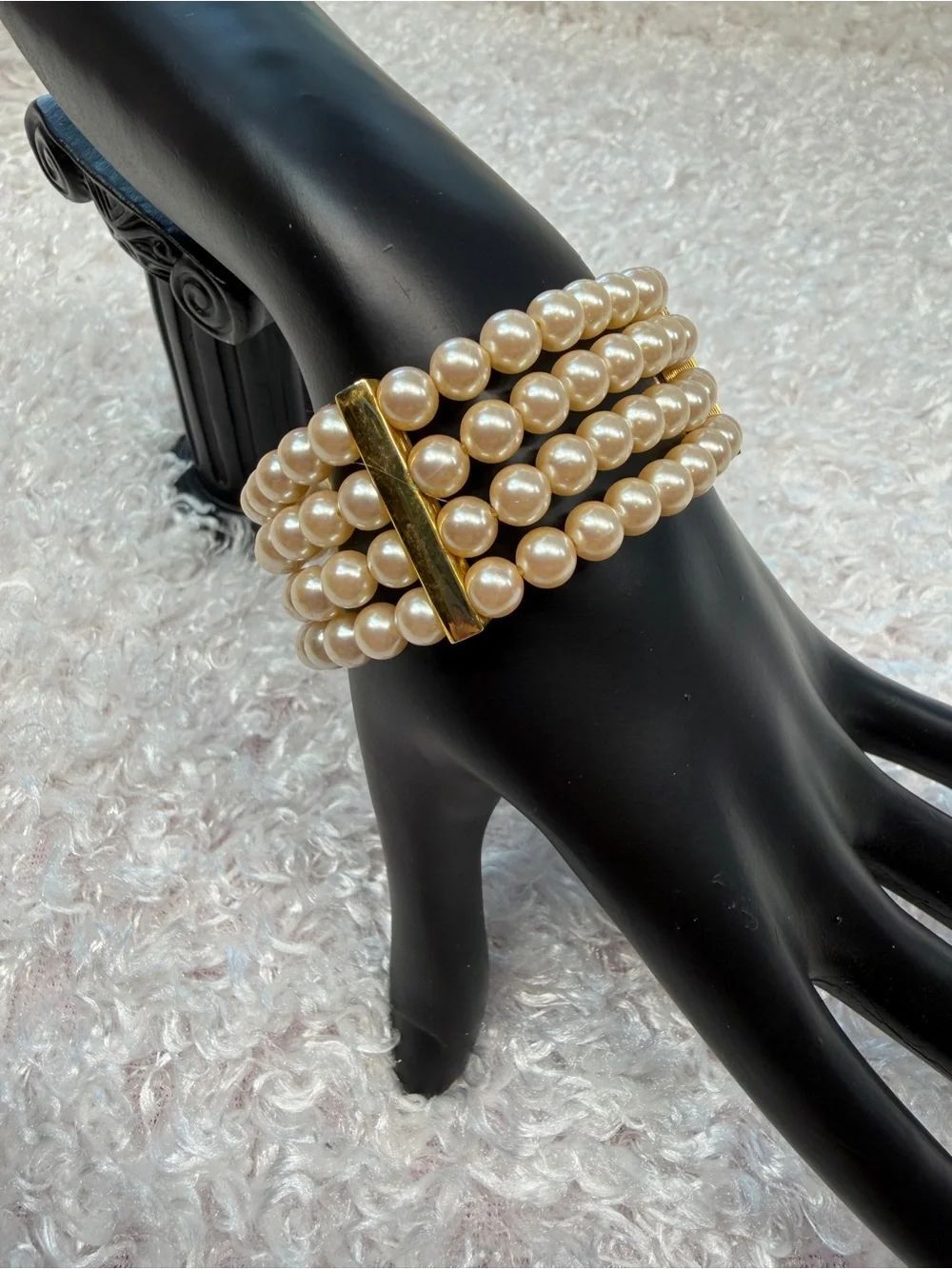 Carollee Classic Faux Pearl Multi-Strand Bracelet Faux Pearls with Goldtone